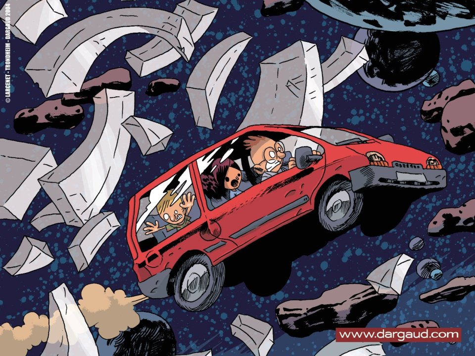 Dargaud漫画：红色汽车穿越宇宙碎片