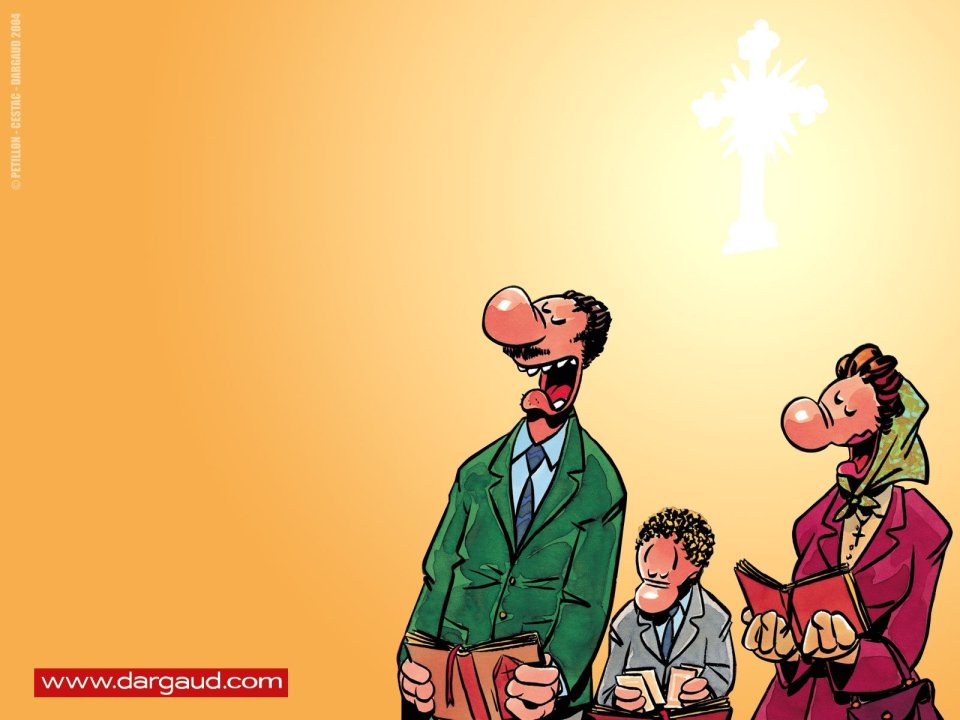 Dargaud Religious Family Singing Cartoon Wallpaper