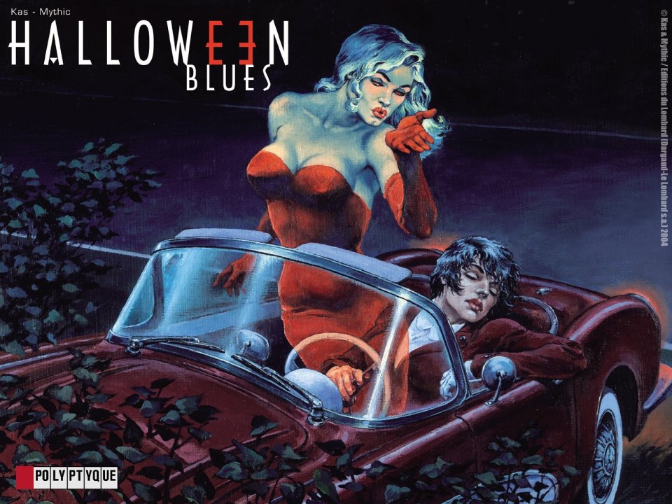 Kas Mythic Halloween Blues Retro Art Poster