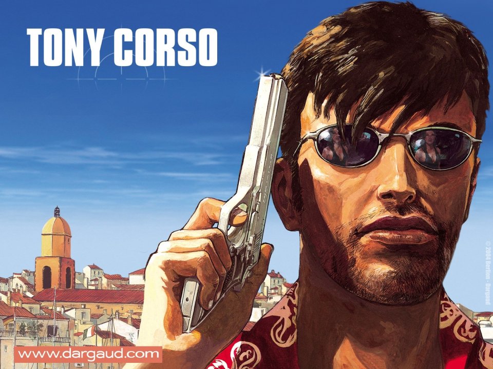 Dargaud《Tony Corso》壁纸：手持手枪的冷峻男子
