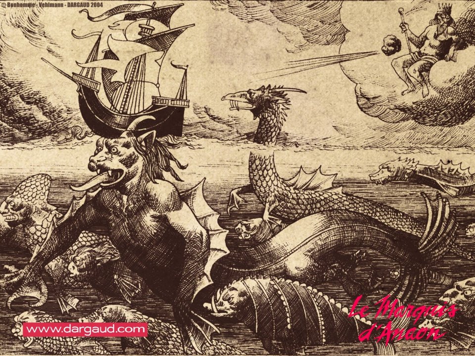 Dargaud《海怪与帆船》复古奇幻插画