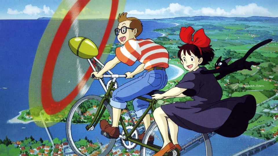 Ghibli's Kiki Delivery Service Girl Flying Bike