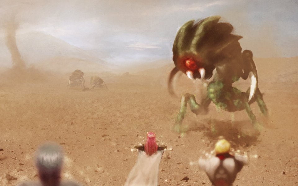 Desert Alien Monster Battle Scene