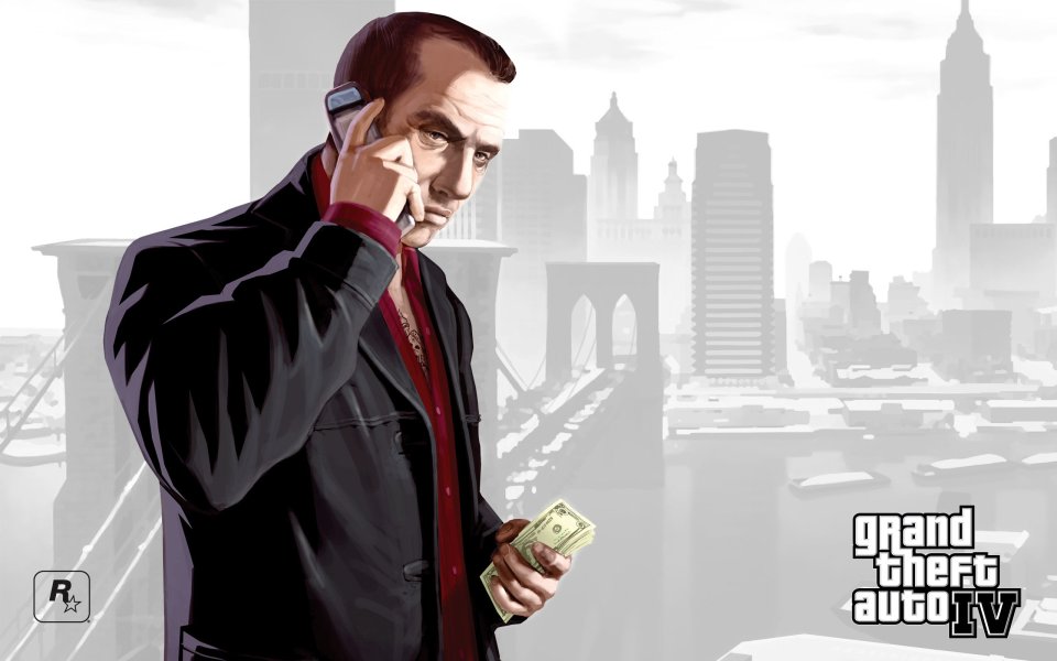 Gta Iv Character On Phone Cityscape
