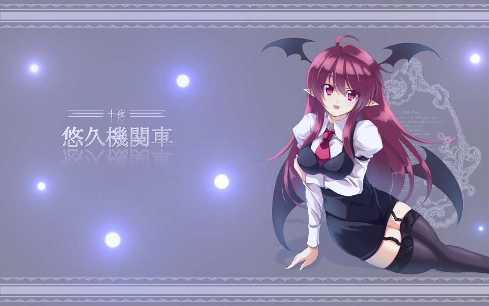 东方Project「koakuma touhou」壁纸：粉色长发吸血鬼少女