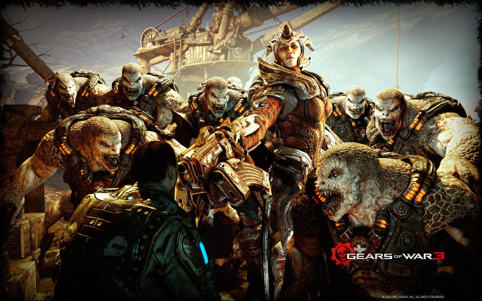 Gears Of War 3 Mechanical Armored Soldiers Vs Monsters