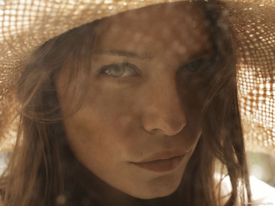 Woman Wearing Straw Hat Summer Portrait