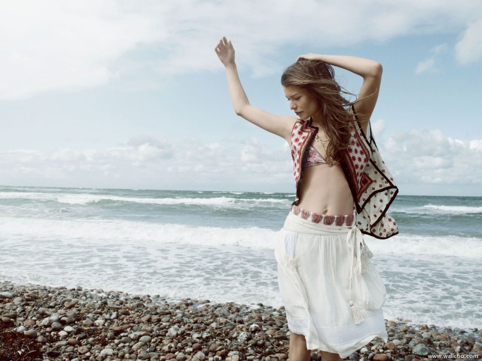 Bohemian Woman On Nordic Beach