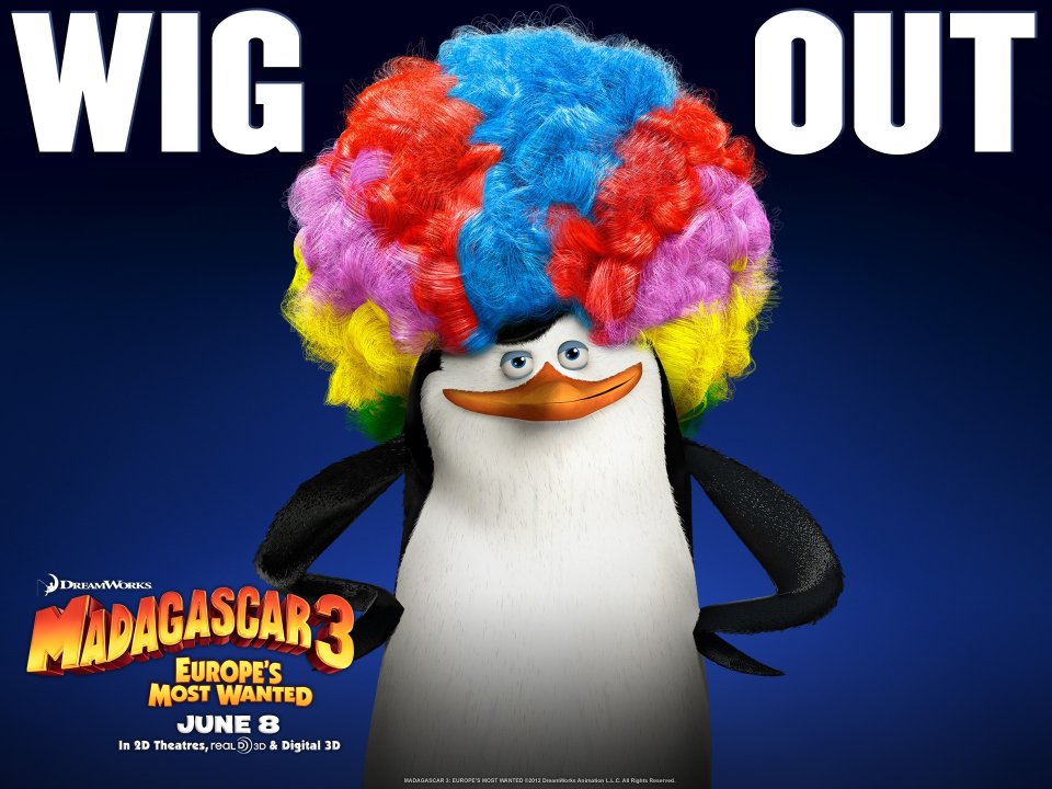 Madagascar 3 Penguin Wig Out Wallpaper
