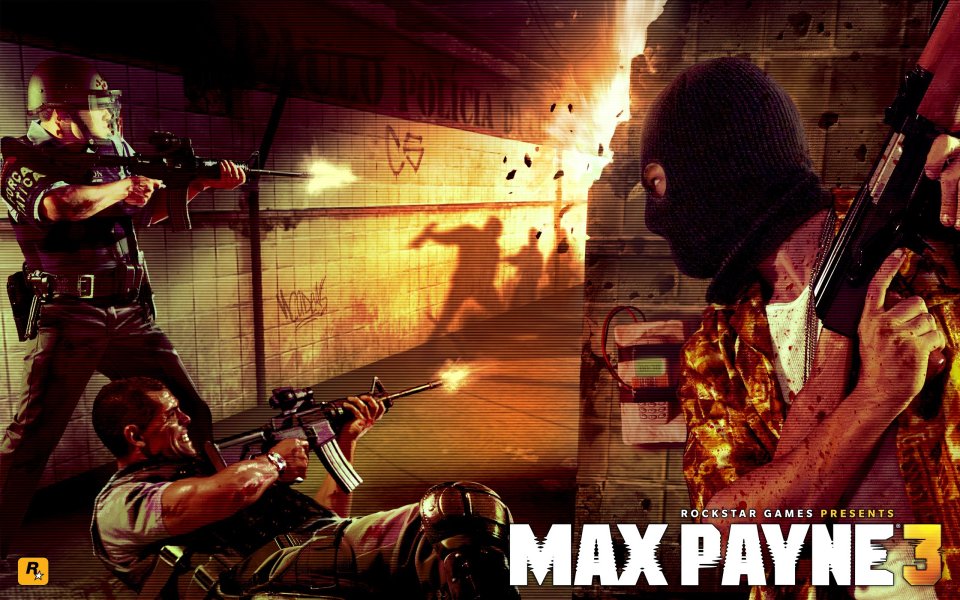 Max Payne 3 Game Poster Police Shootout