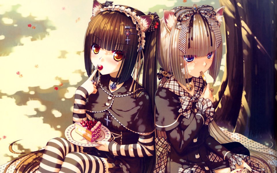 Pixiv Cat Ear Girls Dessert Time