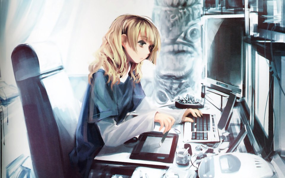 Pixiv精选动漫女孩电脑绘画场景