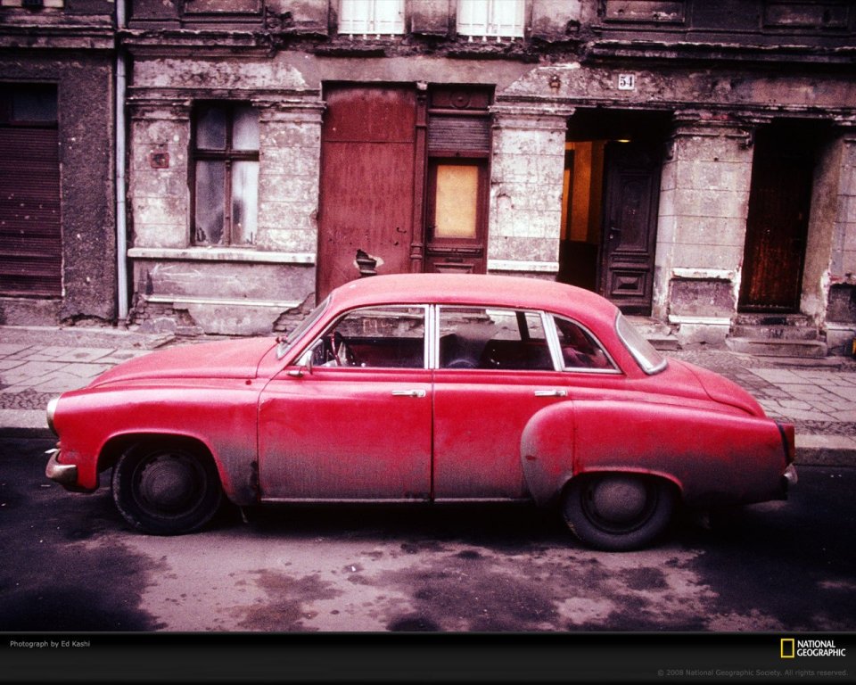 Red Retro Car Japanese Street
