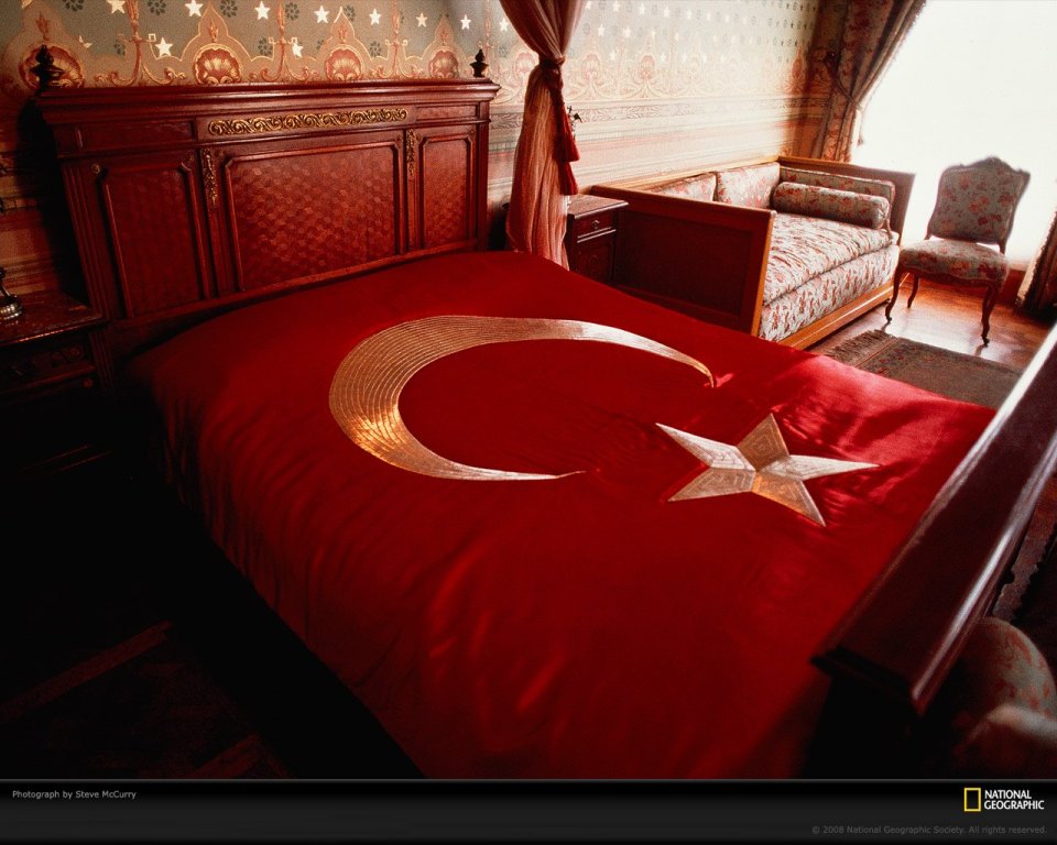 Turkish Flag On Classic Bedroom Bed