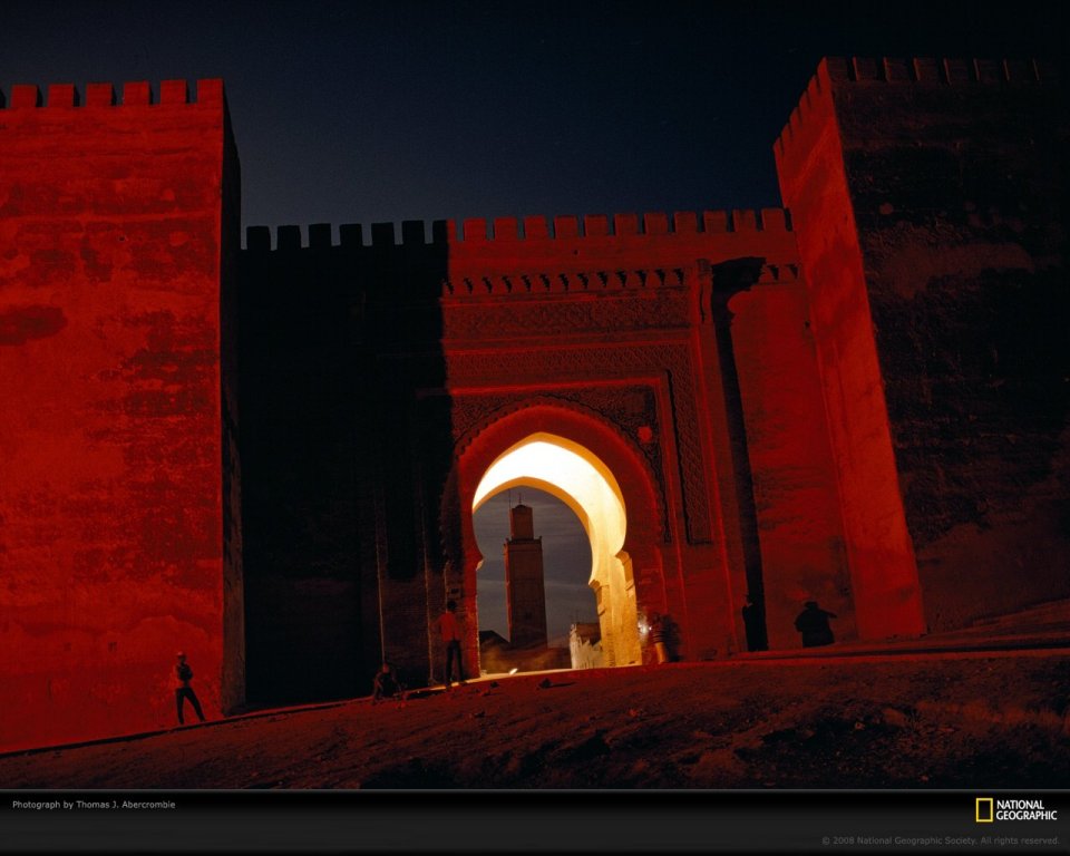 Morocco Red Wall Night Scene
