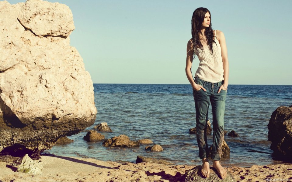 Woman On Mediterranean Beach