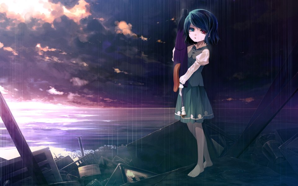 Tatarasudou Rainy Ruins Umbrella Scene