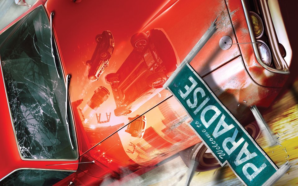 Red Sports Car Crash Paradise Wallpaper