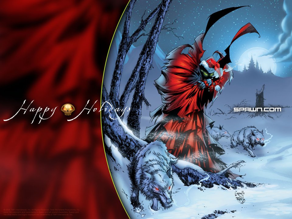 Santa And Wolves Dark Night Fantasy