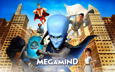 梦工厂《超级大坏蛋》电影海报：Megamind与英雄群像