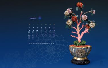 银镀金累丝珐琅珊瑚牡丹盆景