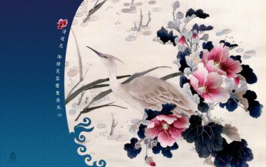 中国工笔画白鹭芙蓉图