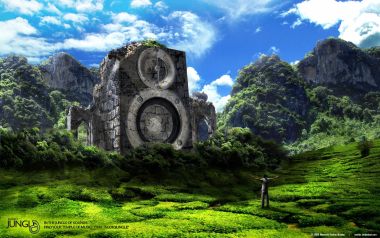 日本山间废墟中的巨型音箱与绿野