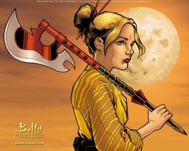 Buffy Vampire Slayer With Double Bladed Axe