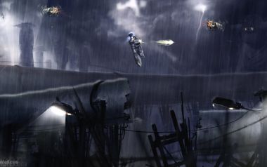 Cyberpunk Rainy City Ruins
