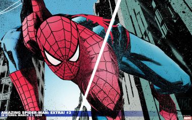 Marvel Spider Man Comic Art Wallpaper Red Blue Costume City Silhouette