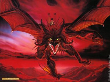 红色天空下的恶魔巨龙壁纸