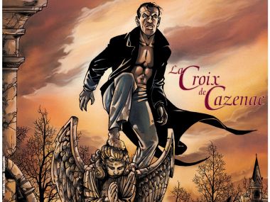 Man Stomping Angel Statue In La Croix De Cazenac Comic Wallpaper