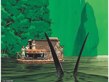 Jungle River Raft Adventure Comic Wallpaper