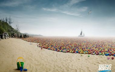 Colorful Ball Beach Brazil Sailboat