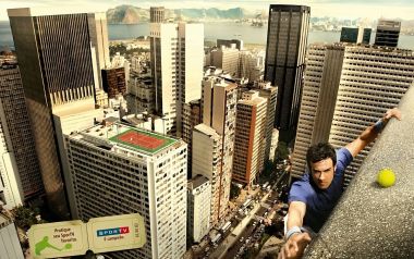 Rio De Janeiro Cityscape Tennis Player