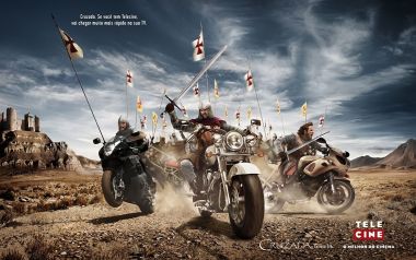 Brazil Telecine Ad Knights On Motorcycles Desert Castle