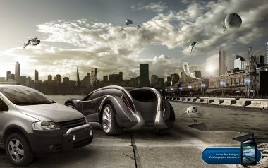Futuristic City With Flying Cars And Skyscrapers