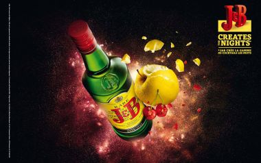 J&B Whiskey Ad Lemon Cherry Night