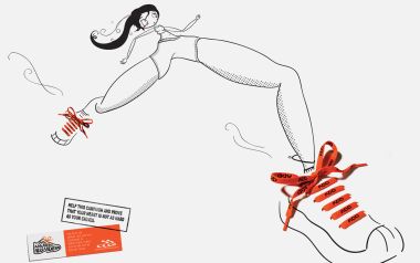 Creative Ad Illustration Woman Running Orange Laces