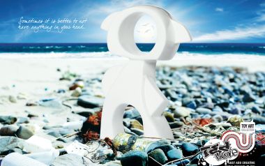 White Sculpture Beach Plastic Waste Eco Ad