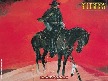 Blueberry Western Cowboy On Horse Mural Art