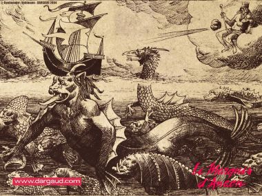 Dargaud《海怪与帆船》复古奇幻插画