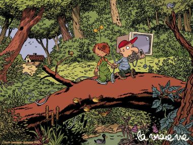 Forest Adventure Healing Cartoon Illustration Wallpaper