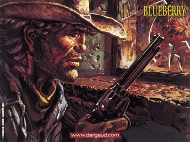 Blueberry Western Cowboy Tense Gun Illustration Wallpaper