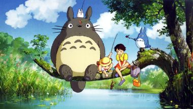 My Neighbor Totoro   Totoro Satsuki And Mei Fishing By The River