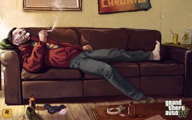 Gta Iv Game Character Smoking On Sofa Wallpaper