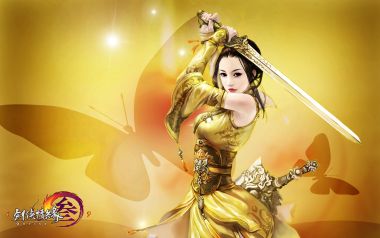 Jx3 Female Warrior Golden Armor Sword