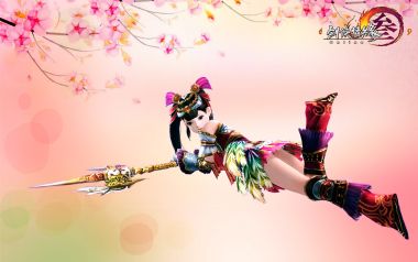 Jx3 3 Character Sakura Flying Wallpaper