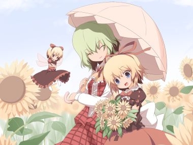 Touhou Kazami Yuka Sunflower Field Cute Illustration