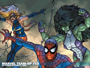 Marvel Superhero Team Up Spider Man Captain Marvel Hulk
